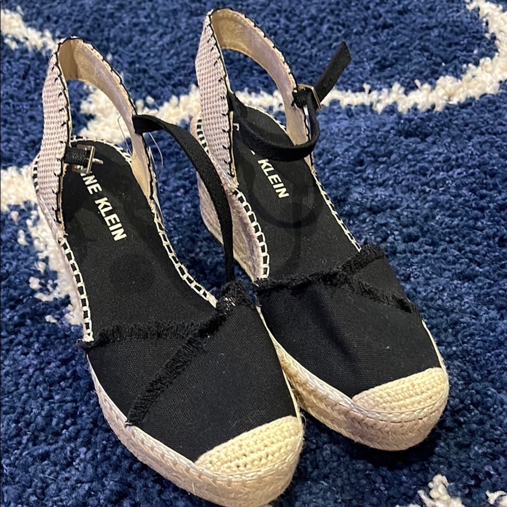Anne Klein Black Espadrille Wedge Shoes. Never been worn